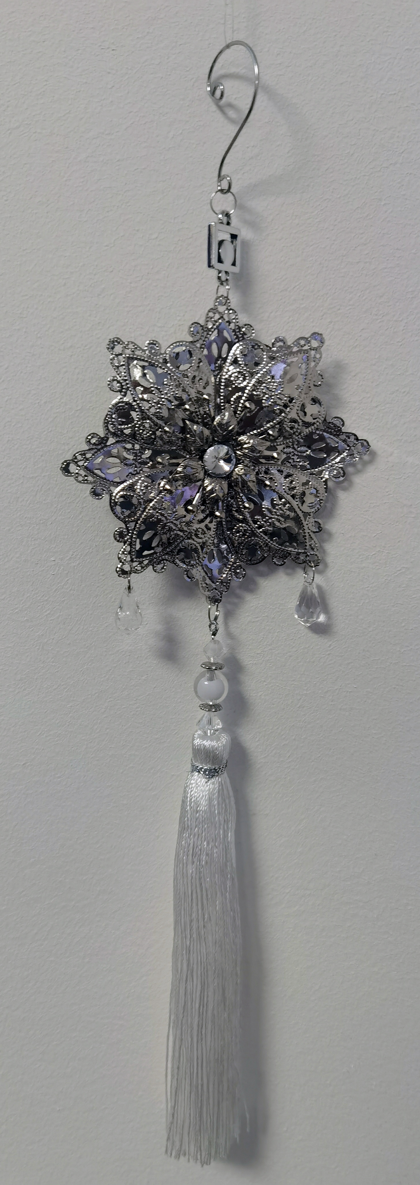 Decoratie - Hanger - Ibiza - Bloem - Oud Zilver - Sfeervol - Lengte 35cm - Breed 10cm - Hand gemaakt.