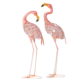 Flamingo - 2 set - Vogels - 90x27x20cm - Rose - Glitter steen