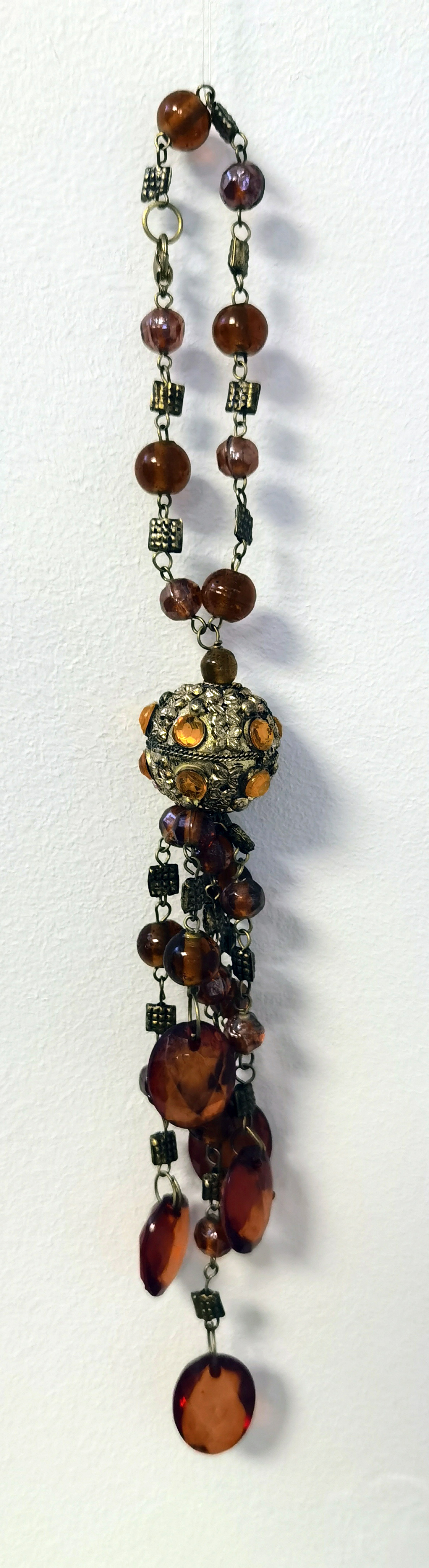 Decoratie - Hanger - Riverdale - Ibiza - Goud - 25x3cm. -  Oranje - Sfeervol - Hand gemaakt.