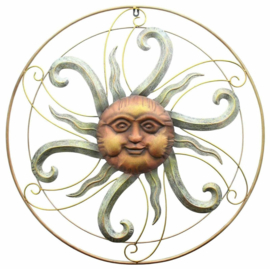 Moortje - Zon - Wanddecoratie - Ø 55cm. - Decoratie - Goud - Metaal