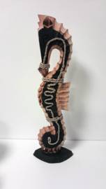 Zeepaard - XL - Decoratie - Beeld - Bruin - Zwart - 51cm - Hout - Maritiem - vensterbank decoratie.