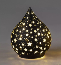 Kerst -  Druppel - Decoratie - Zwart - Glas - 16cm - Ø12cm - incl ledlicht - incl. AAA batterij