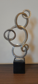 Decoratief object - Kunst - Beeld - Polyresin - zilver - 38x15cm