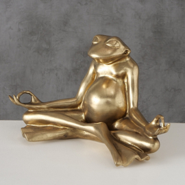 Kikker - Yoga- Polyserin- Goud - 34 cm - Beeld - Decoratie