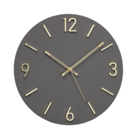 Klok - Wandklok  - Ø 40cm - MDF - Modern - Goud - Grijs