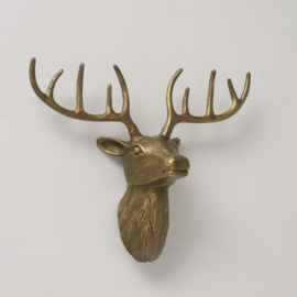 Hert - Wand Decoratie - Gewei - Muur decoratie - Aluminium - Edelhert - 43x35x16cm - Antiek Bruin