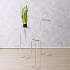 Planten tafel - Zuil Tafel - 3 set - Smeedijzer - Vierkant - Hoog 116x97x76cm - Beige - Metaal.