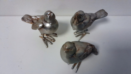 Vogels - 3 set - Musjes - Polyserin - Zilver - Sfeervol