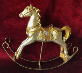 Hobbelpaard - Decoratie - Polyresin - Paard - 23x17x5cm - Zilver - Goud - Decoratie