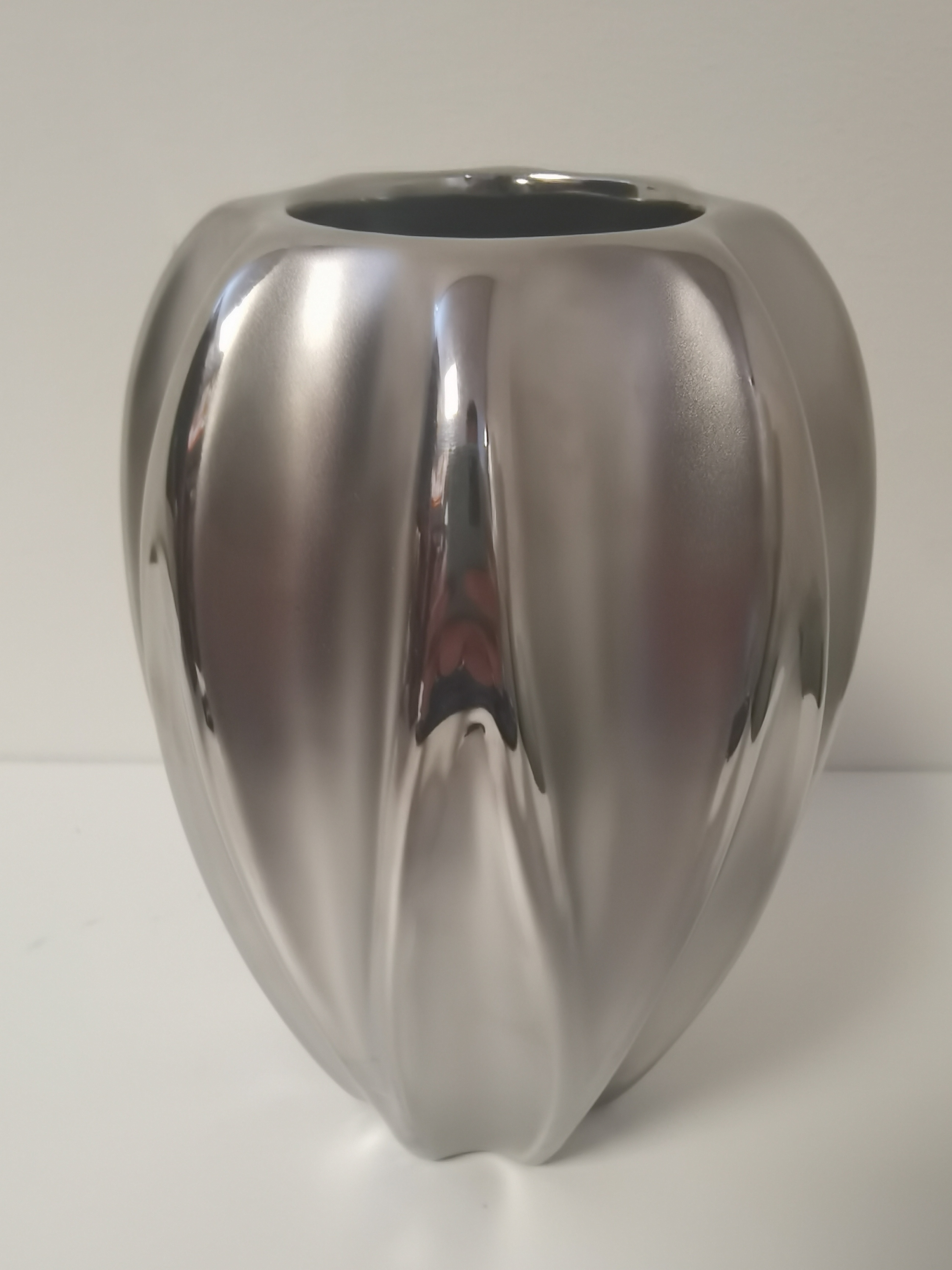 Vaas - Zilver - Aardewerk - 18cm - modern - Bloem gat Ø5,5cm