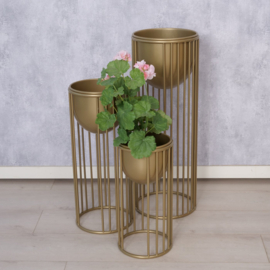 Planten houders - Planten bak - Goud - Metaal - 3 set - 70cm - Ø26cm.