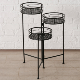 Planten tafel - Bloemen tafel - 3 in 1 - Smeedijzer - 66x50x46cm. - Zwart - Metaal.