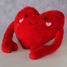 Hart - Valentijn - Moederdag - Liefde - cadeau - 48x555x12cm - kado - Rood - pluche - Knuffel - Kussen.