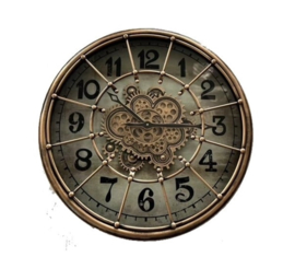 Klok - Radar - klok - Tandwiel - Vintage - Glas - Metaal - Ø 60cm - Copper.