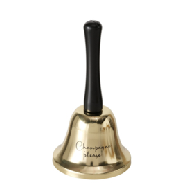 Tafelbel - Goud - Zwart - 13.5x7.5 cm - Metaal - "champagne please"