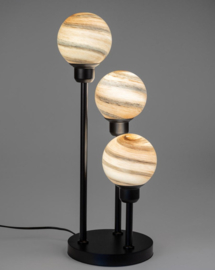 Lamp - 3 bol - Zwart - Hoog 52cm. - Breed 25cm. - 3 x bol glas Ø 12cm. - Metaal.