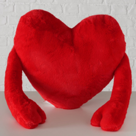 Hart - Valentijn - Moederdag - Liefde - cadeau - 48x555x12cm - kado - Rood - pluche - Knuffel - Kussen.