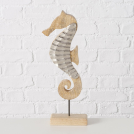 Zeepaard - Bruin - Zilver- 38cm - Decoratie - Maritiem - Aluminium - Mangohout.