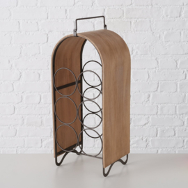 Wijnrek - Hout - Metaal - Staand - 6 fles - 50x21x18cm.