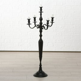Kandelaar - XL - 106.5 cm - Ø 45cm - Tijdloos -  Aluminium - 5 kaars houders  - Zwart