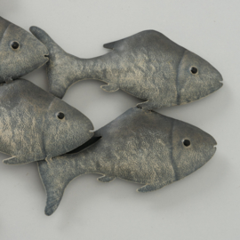 Vissen - Wand decoratie - Muur decoratie - Metaal - 88cm - Grijs