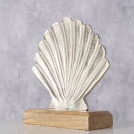 Schelp - Zilver - Bruin - 15x16x5.5cm. - Decoratie - Maritiem - Aluminium - Mango (Mangifera indica L.), Aluminium