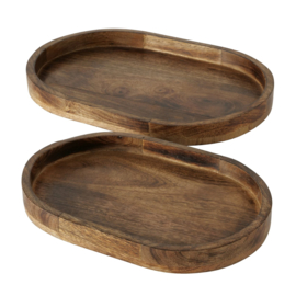 Dienblad - 2 set - Mango hout - Ovaal - 29 en 35cm