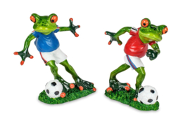 Kikkers - 2 set - Voetbal - Opkikker -  Groen - Beeld - 17x8x8cm - Keramiek