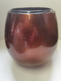 Pot met deksel - Urn - Ei model - Metaal - 34cm hoog  - Ø23cm - Koper kleur.