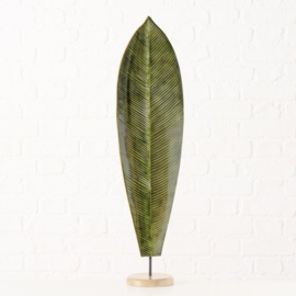 Blad - op voet - Decoratie - Groen  - 86x23.5x15.5cm - Mango Hout - Vensterbank
