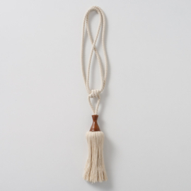 Decoratie Kwast - Ibiza - Beige - Hanger - 63xØ 6cm. -  Mango (Mangifera indica), Cotton - Sfeervol - Hand gemaakt.