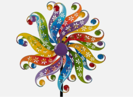 Tuinprikker - Windmolen - 30/122 cm - Kogellagers -  kleurrijk - Metaal - Formano