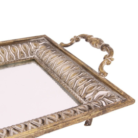 Dienblad - Spiegel - Goud -	7x47x23 cm