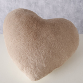 Kussen - Hart - Gevaarlijk zacht - Love -  44x40x12cm. Bruin - wit met sterren.
