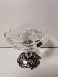 Schaaltje - op voet - Kristal - Kurz edeltin - 13cm.