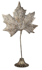 Blad op voet - Raam Decoratie - Goud - Metaal -  52cm.