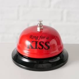 Toonbankbel - Nachtkastje bel - Rood - Zwart - 8x6cm - Metaal - "Ring for a kiss"