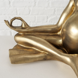 Kikker - Yoga- Polyserin- Goud - 34 cm - Beeld - Decoratie