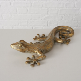 Gekko - Hagedis - Beeld - Decoratie  - 35x19x6.5cm - Goud - Polyserin