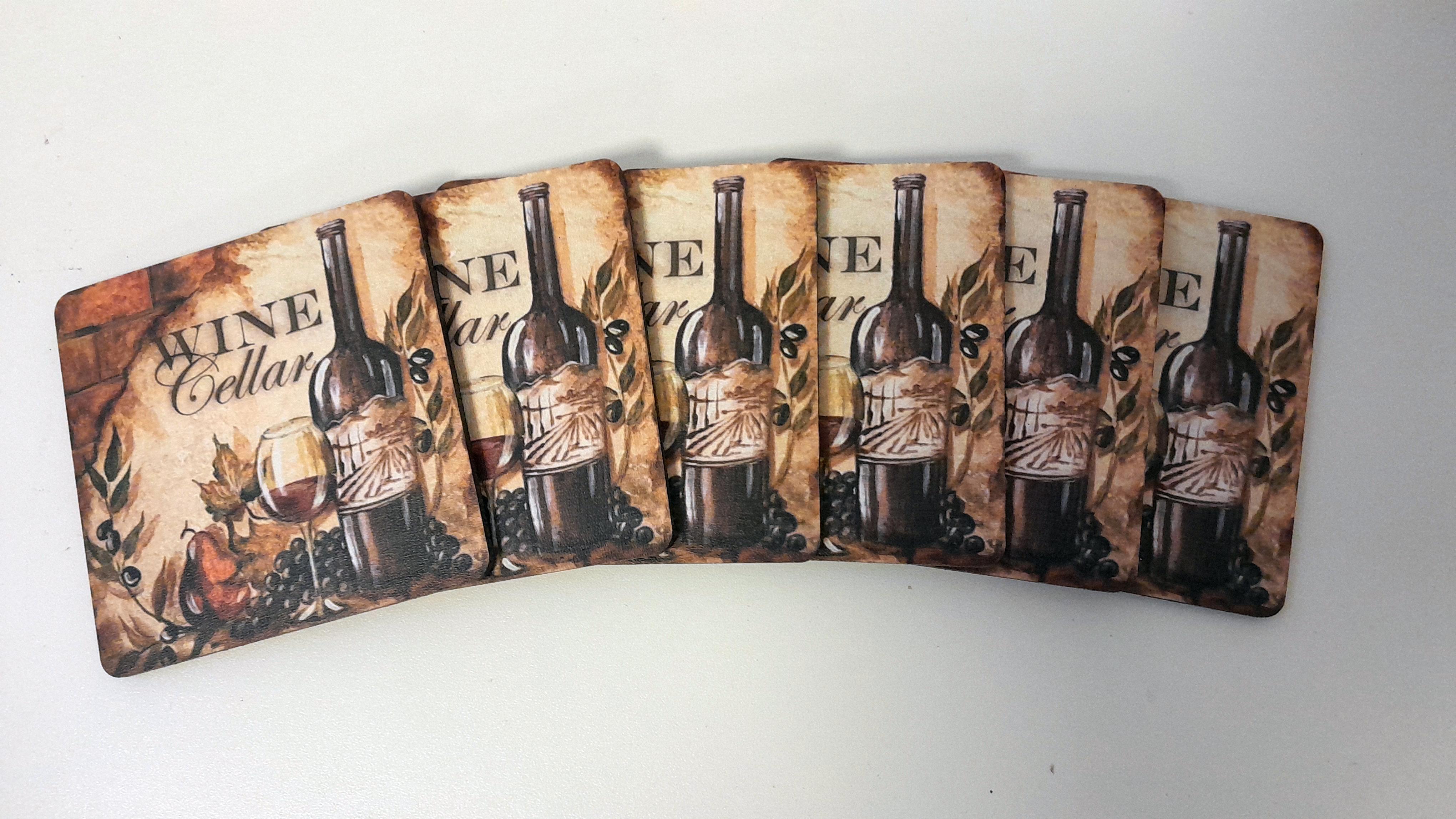 Onderzetters - Wine - 6 set - creme - 9x9cm - Kurk
