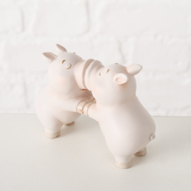 Liefde - Biggetjes - Beeld - Beige - 11.7x4x8.3cm - Polyresin -  Decoratie