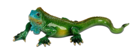 Leguaan - Groen - Beeld - Decoratie - 32x9x13cm - Polyresin - Glans