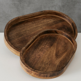 Dienblad - 2 set - Mango hout - Ovaal - 29 en 35cm