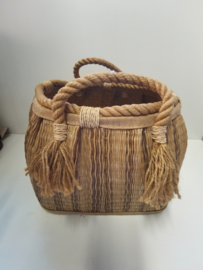 Mand - Hand Made - Decoratie - Handvaten  - 20x30x30cm - Bruin - Jute.