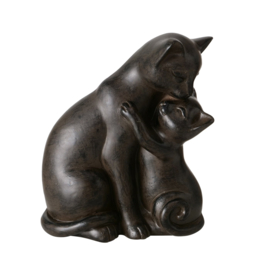 Boltze - Poes - met kind - Liefde - Moederdag - 13x13x6cm - Polyresin - Bruin - - Beeld - Decoratie