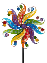 Tuinprikker - Windmolen - 40/128 cm - Kogellagers -  kleurrijk - Metaal - Formano