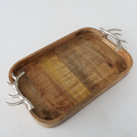 Dienblad - Hout - Rechthoek - Mango - Gewei - 56cm