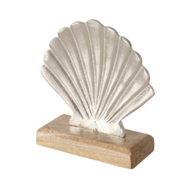 Schelp - Zilver - Bruin - 15x16x5.5cm. - Decoratie - Maritiem - Aluminium - Mango (Mangifera indica L.), Aluminium