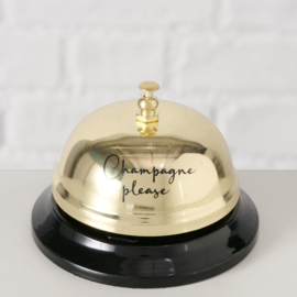 Toonbankbel - Goud - Zwart - 8x6cm - Metaal - "champagne please"