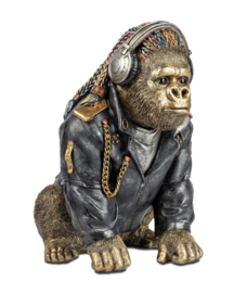 Gorilla - Ruig  -  Stoer - Beeld - Polyresin - Goud - Zwart - Formano - 34x28x21cm - Beeld - Decoratie - Cool!!
